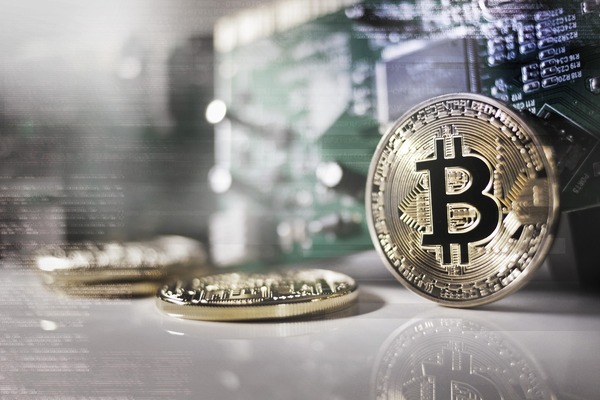 Macro shot of a Bitcoin coin