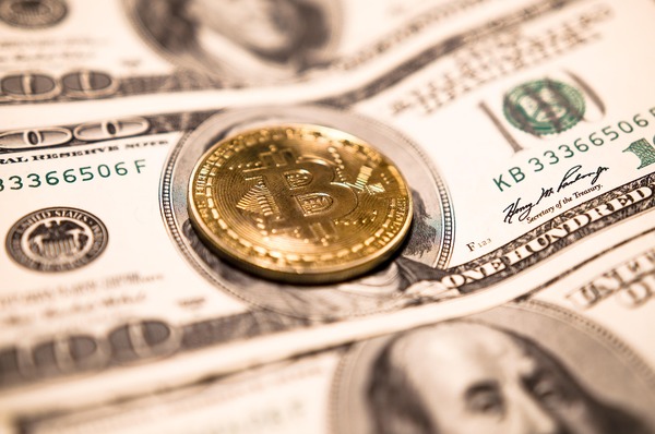 Bitcoin symbol on a coin