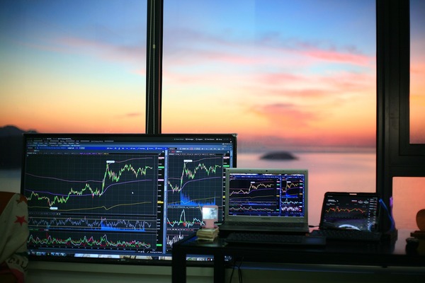 Stock trading chart representing ETH to USD price conversion
